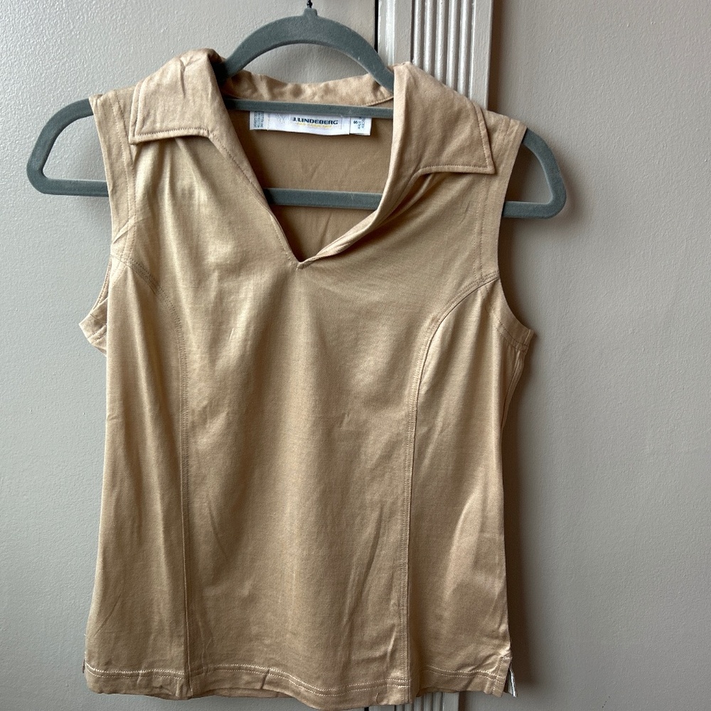 J.Lindeberg Women’s Sleeveless Polo Top – Brown, Size Small
